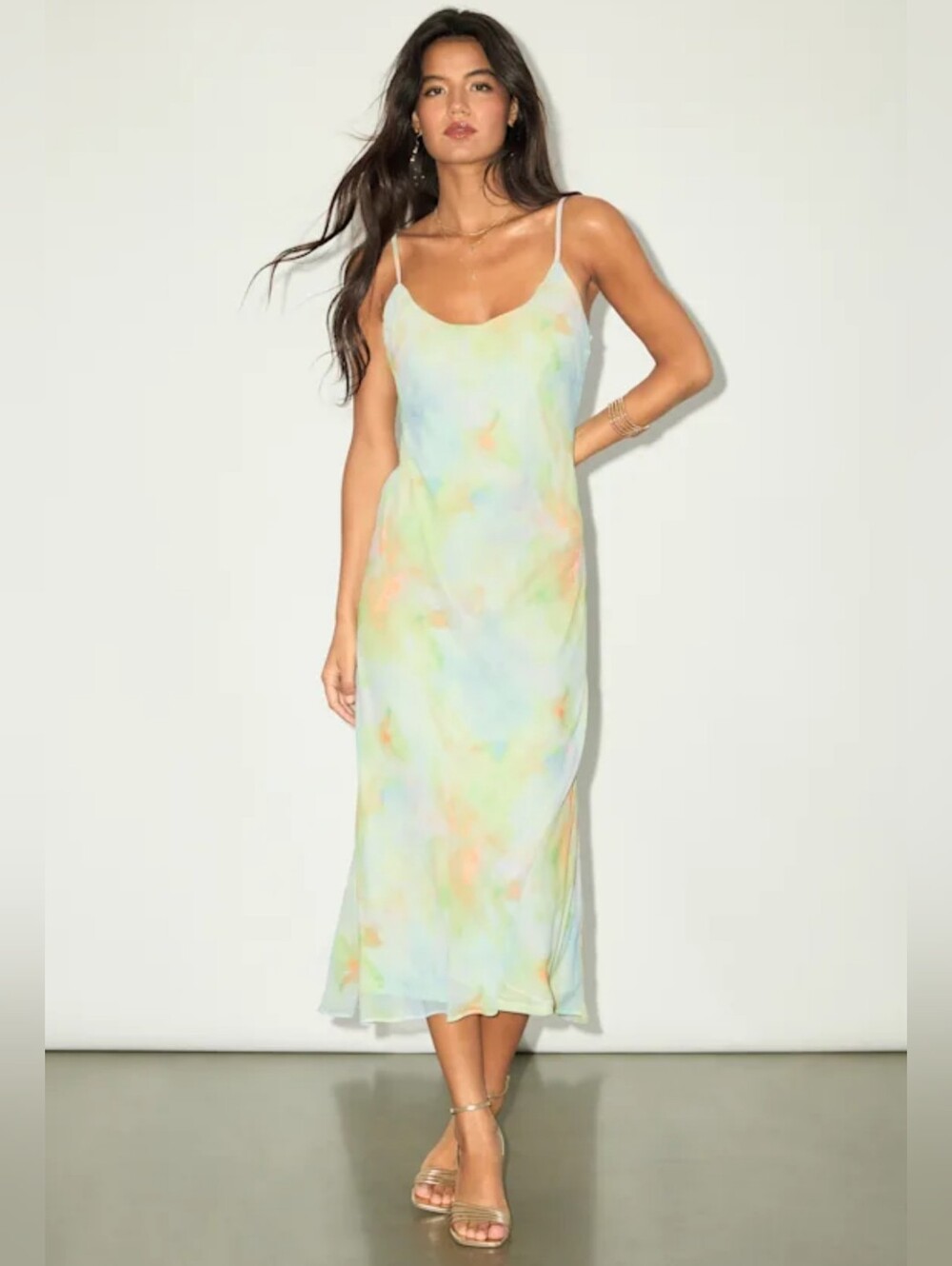 Akhila Light Blue Multi Tie-Dye Sleeveless Midi Dress XL
